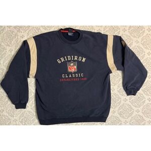 VTG Y2K NFL Reebok Gridiron Classic Mens L Sweatshirt Blue/Wht Stripes Heavy